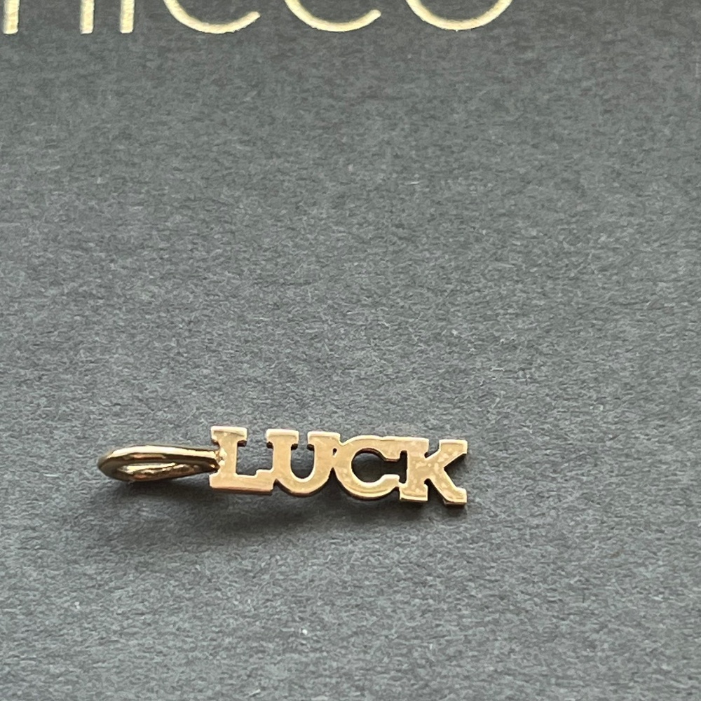 Zoë Chicco 14K Yellow Gold LUCK Itty Bitty Charm Pendant W/ Original Box Papers